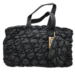 Sincerely Jules Puffy Black Quilted Nylon Travel Tote/Carry-On bag 19x12x9" NEW